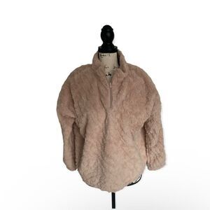 Kensie Women’s Sherpa Pullover Size S Fuzzy Half Zip High Collar Sweatshirt